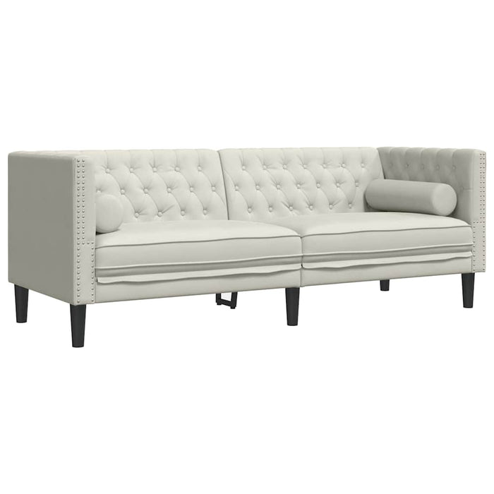 Set canapele Chesterfield cu perne rulou 2 piese, crem, catifea - WALTI WALTI