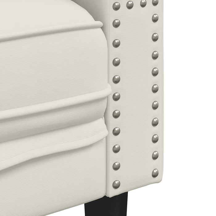 Set canapele Chesterfield cu perne rulou 2 piese, crem, catifea - WALTI WALTI