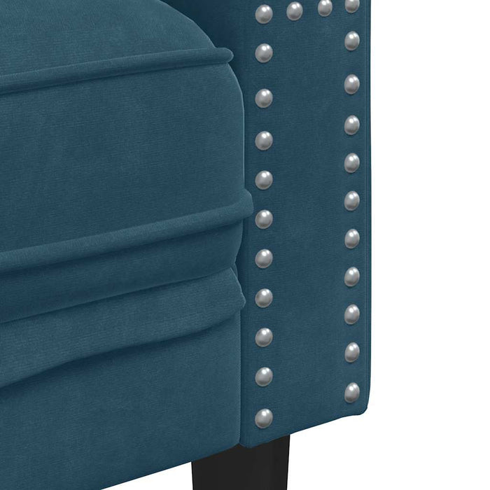 Set canapele Chesterfield perne rulou 2 piese albastru catifea - WALTI WALTI