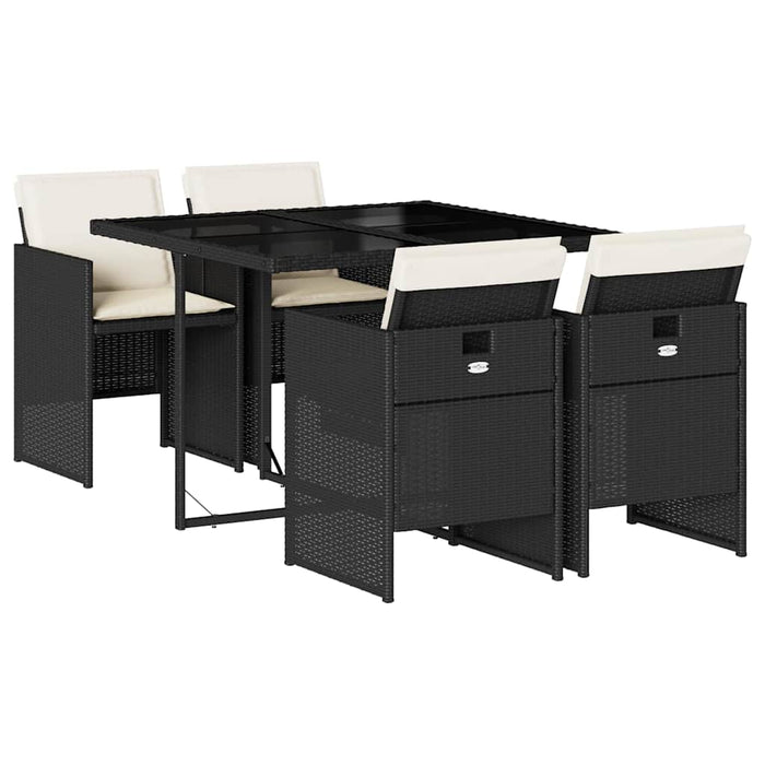 Set mobilier de grădină cu perne, 5 piese, negru, poliratan - WALTI WALTI