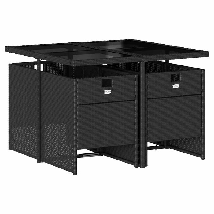 Set mobilier de grădină cu perne, 5 piese, negru, poliratan - WALTI WALTI