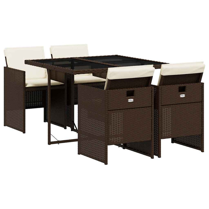 Set mobilier de grădină, 5 piese, cu perne, maro, poliratan - WALTI WALTI