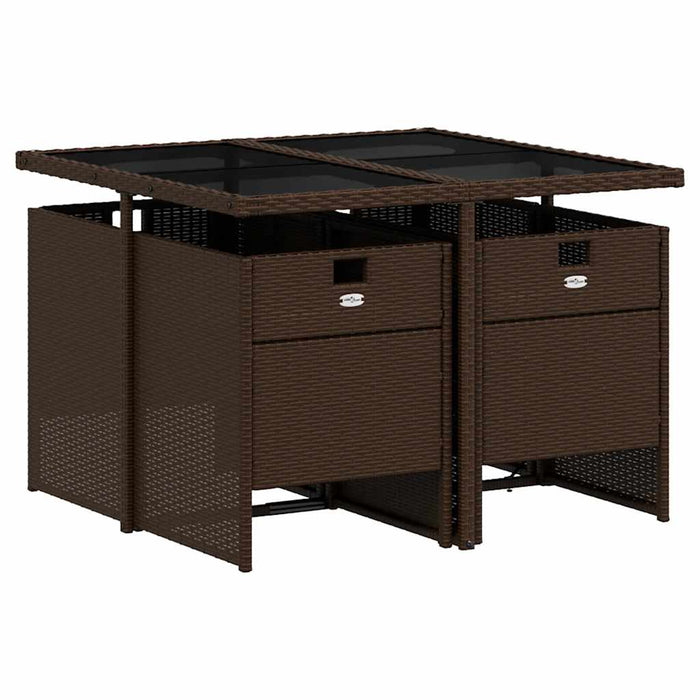 Set mobilier de grădină, 5 piese, cu perne, maro, poliratan - WALTI WALTI