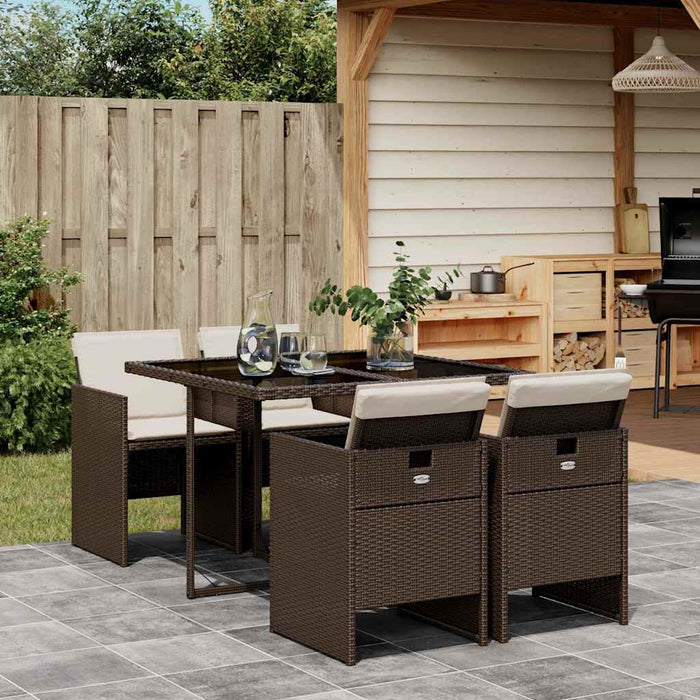 Set mobilier de grădină, 5 piese, cu perne, maro, poliratan - WALTI WALTI