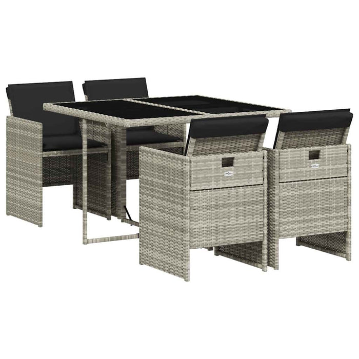 Set mobilier de grădină cu perne, 5 piese gri deschis poliratan WALTI