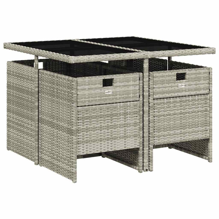 Set mobilier de grădină cu perne, 5 piese gri deschis poliratan WALTI