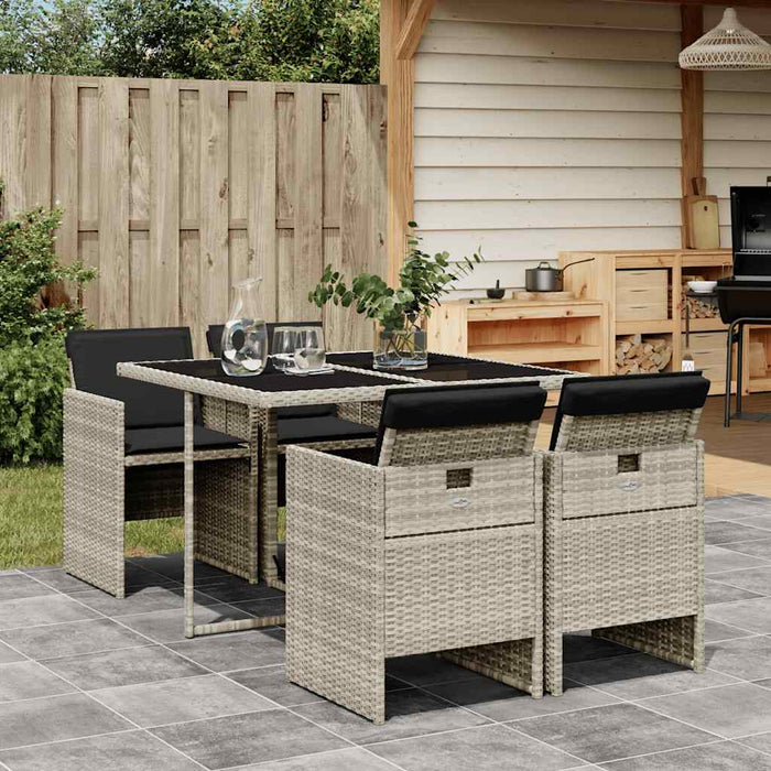 Set mobilier de grădină cu perne, 5 piese gri deschis poliratan WALTI