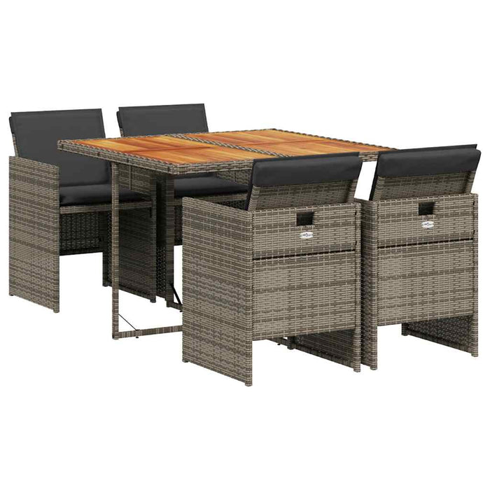 Set mobilier de grădină cu perne, 5 piese, gri, poliratan - WALTI WALTI