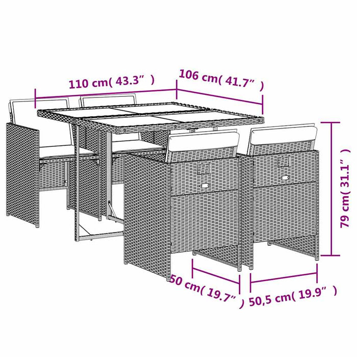 Set mobilier de grădină cu perne, 5 piese, gri, poliratan - WALTI WALTI