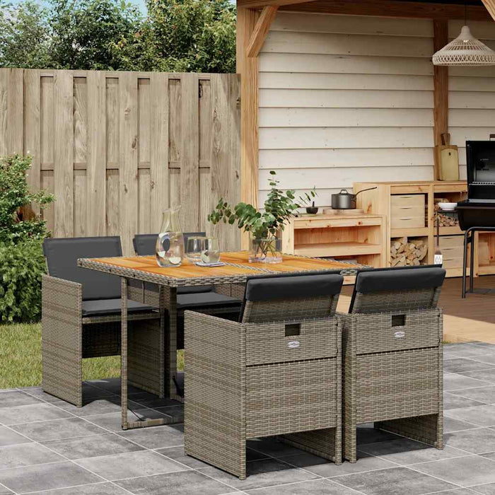Set mobilier de grădină cu perne, 5 piese, gri, poliratan - WALTI WALTI