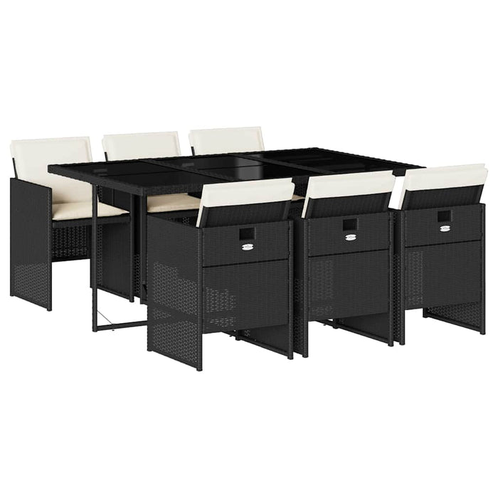 Set mobilier de grădină cu perne, 7 piese, negru, poliratan - WALTI WALTI