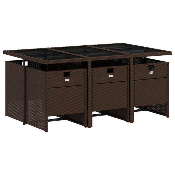 Set mobilier de grădină cu perne, 7 piese, maro, poliratan - WALTI WALTI