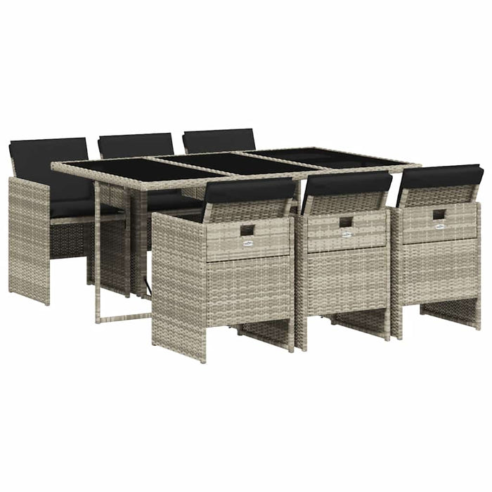 Set mobilier de grădină cu perne, 7 piese gri deschis poliratan WALTI