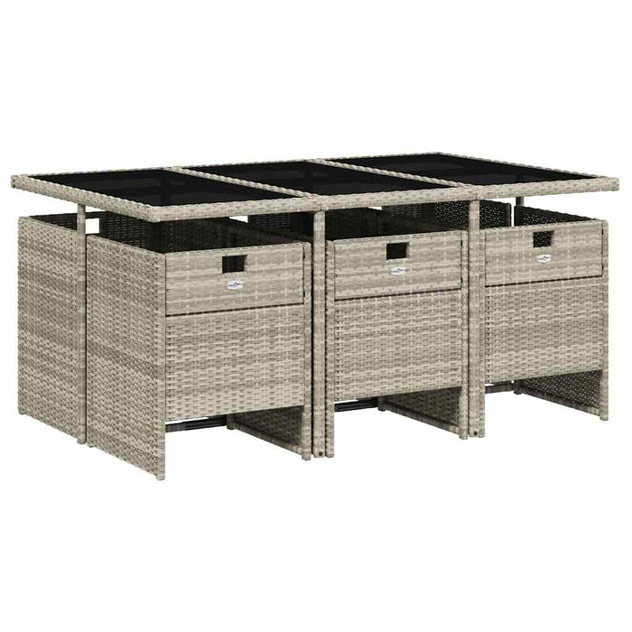 Set mobilier de grădină cu perne, 7 piese gri deschis poliratan WALTI
