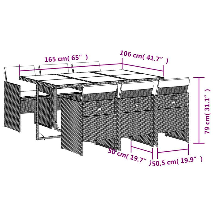 Set mobilier pentru grădină, 7 piese, cu perne, bej, poliratan - WALTI WALTI