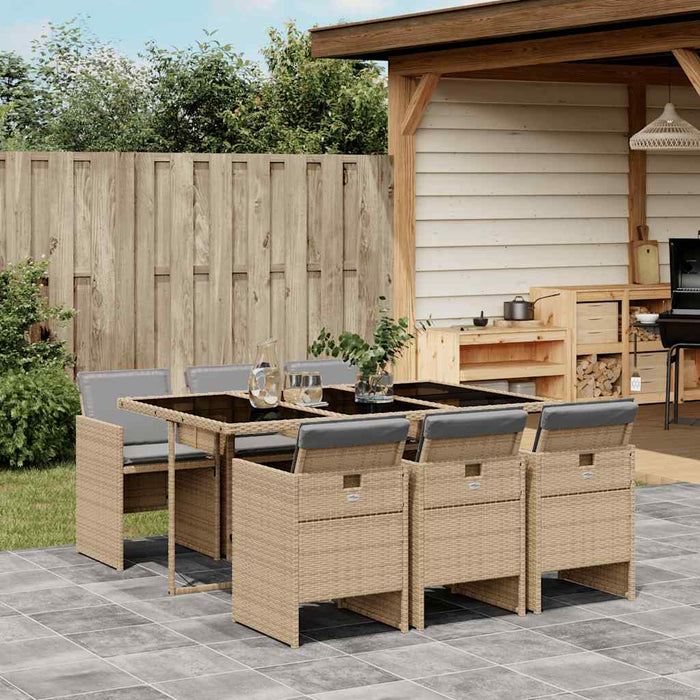 Set mobilier pentru grădină, 7 piese, cu perne, bej, poliratan - WALTI WALTI