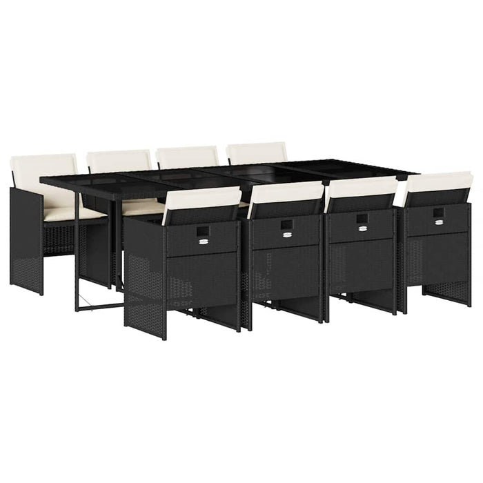 Set mobilier de grădină cu perne, 9 piese, negru, poliratan - WALTI WALTI