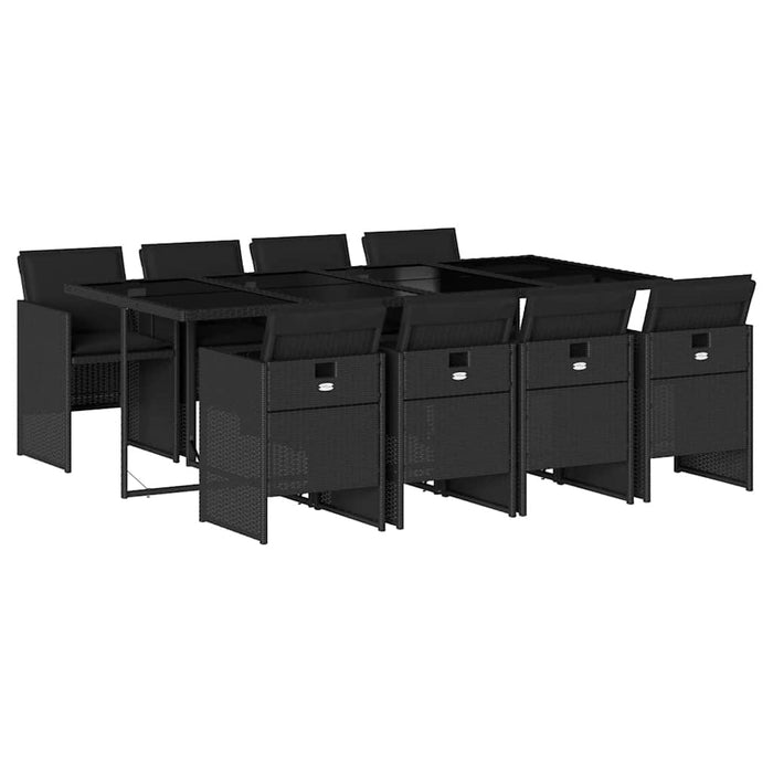 Set mobilier de grădină cu perne, 9 piese, negru, poliratan - WALTI WALTI