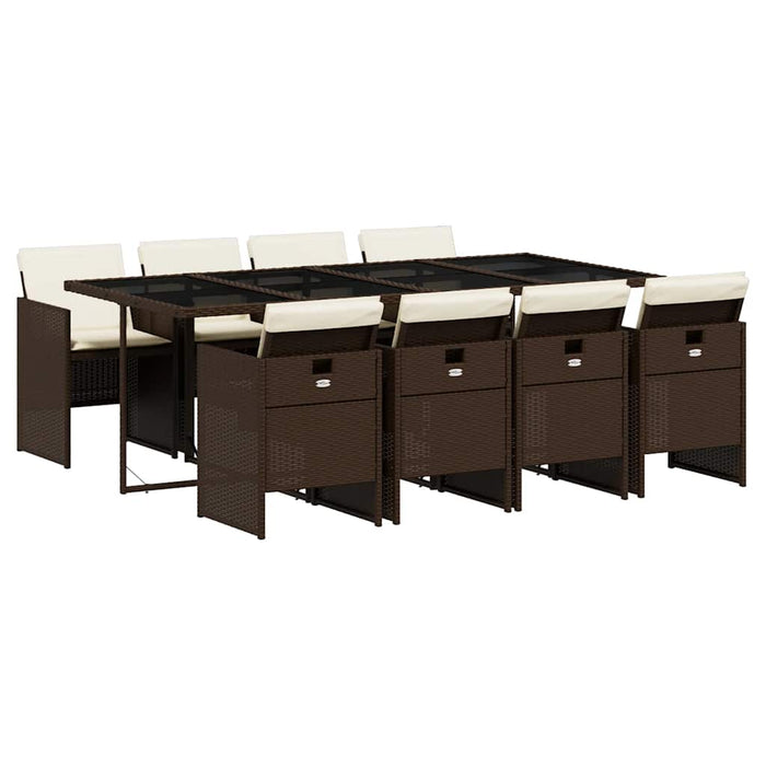 Set mobilier de grădină cu perne, 9 piese, maro, poliratan WALTI