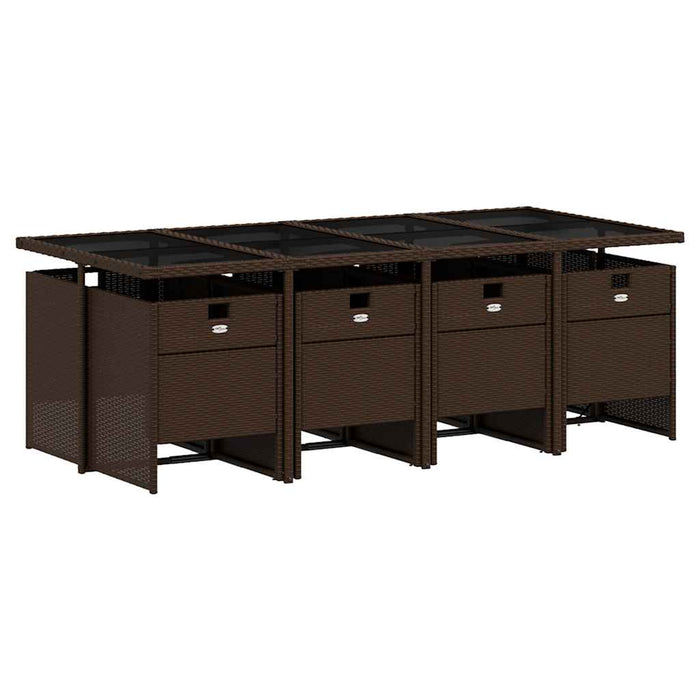 Set mobilier de grădină cu perne, 9 piese, maro, poliratan WALTI
