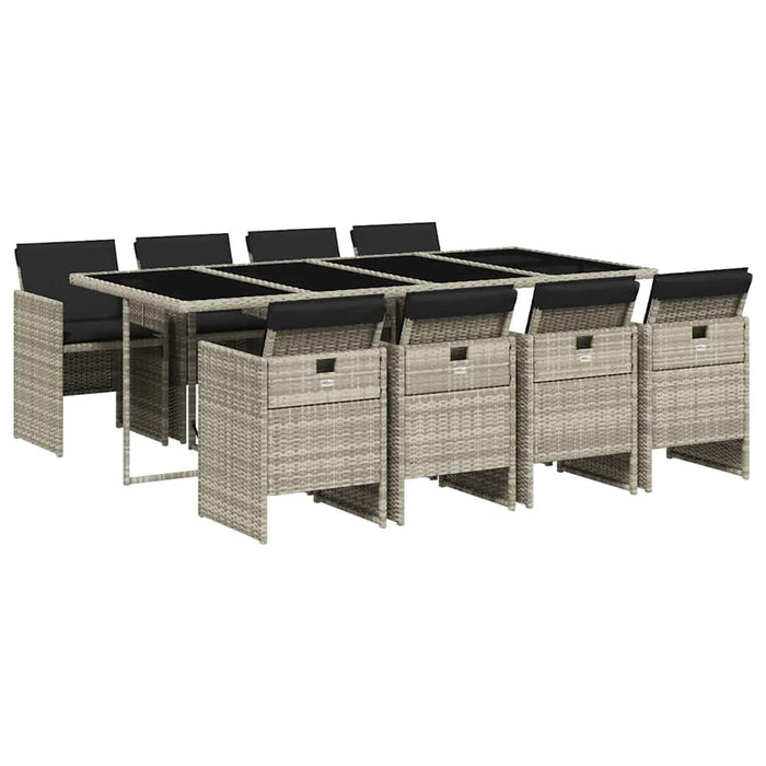 Set mobilier grădină cu perne, 9 piese, gri deschis, poliratan - WALTI WALTI