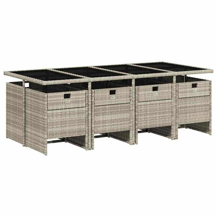 Set mobilier grădină cu perne, 9 piese, gri deschis, poliratan - WALTI WALTI
