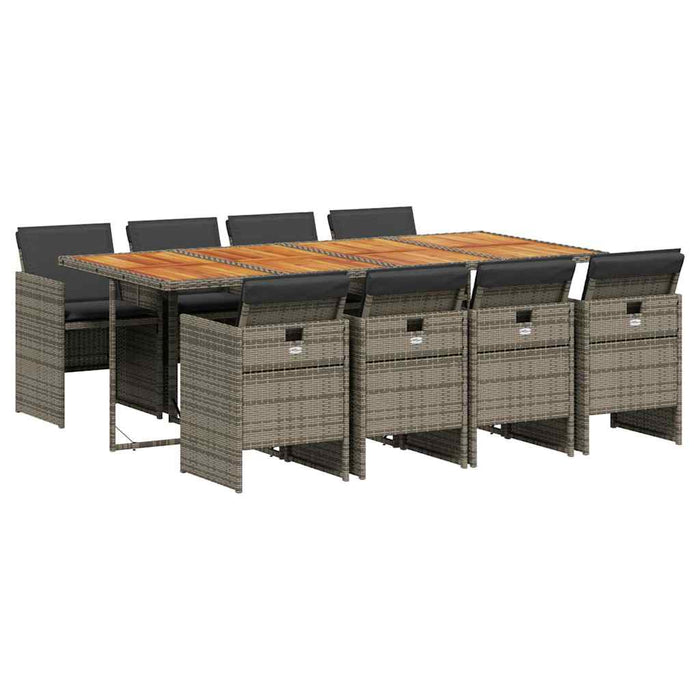 Set mobilier grădină cu perne, 9 piese, gri, poliratan - WALTI WALTI