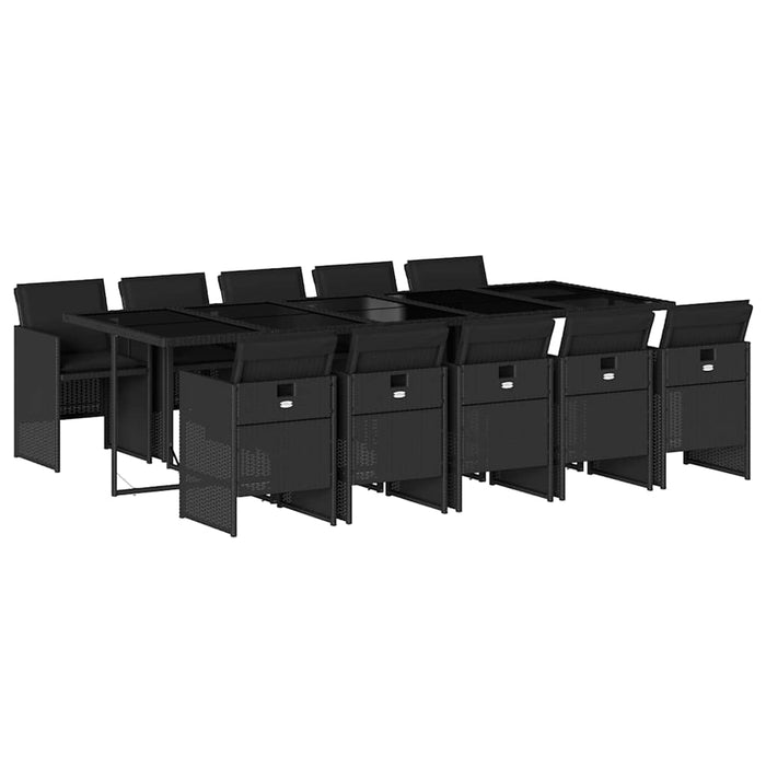 Set mobilier de exterior cu perne, 11 piese, negru, poliratan - WALTI WALTI