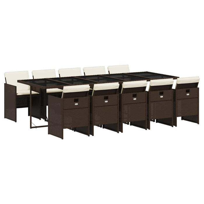 Set mobilier de grădină cu perne, 11 piese, maro, poliratan WALTI
