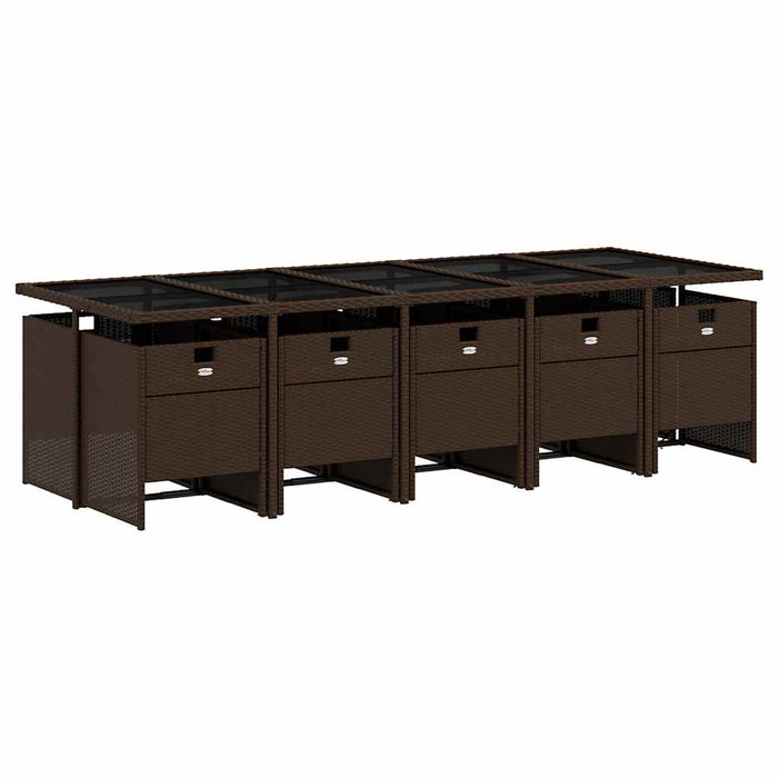 Set mobilier de grădină cu perne, 11 piese, maro, poliratan WALTI
