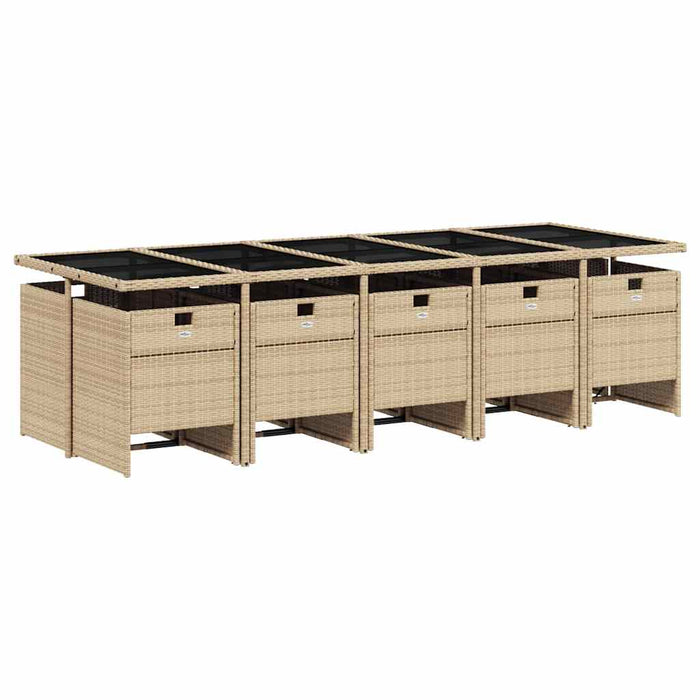 Set mobilier de grădină cu perne, 11 piese, bej, poliratan WALTI