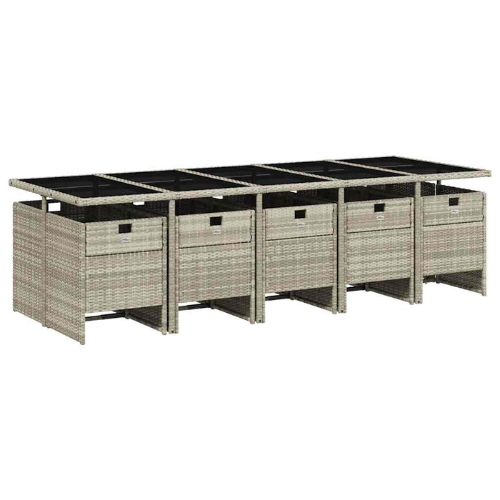 Set mobilier de grădină cu perne 11 piese gri deschis poliratan - WALTI WALTI
