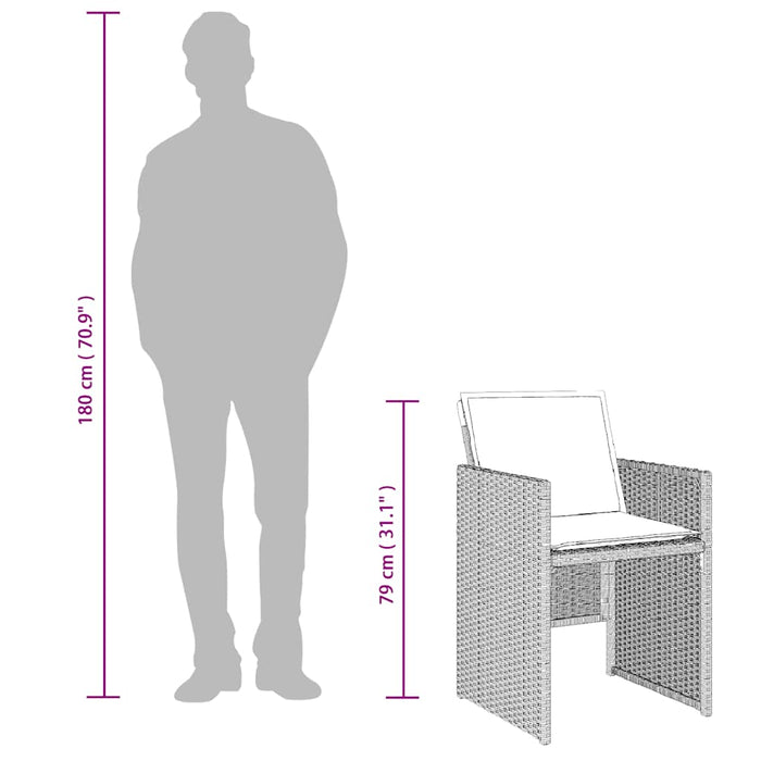 Set mobilier de grădină cu perne 11 piese gri deschis poliratan - WALTI WALTI