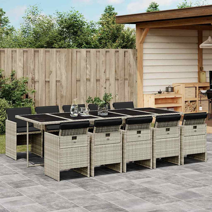 Set mobilier de grădină cu perne 11 piese gri deschis poliratan - WALTI WALTI