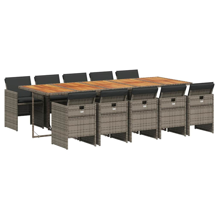 Set mobilier de grădină cu perne, 11 piese, gri, poliratan WALTI