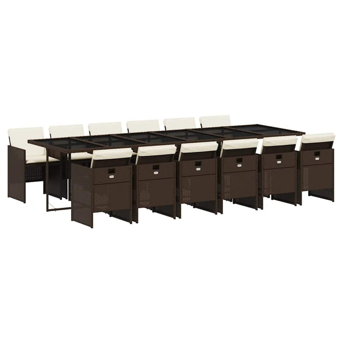 Set mobilier de grădină, 13 piese, maro, cu perne, poliratan - WALTI WALTI