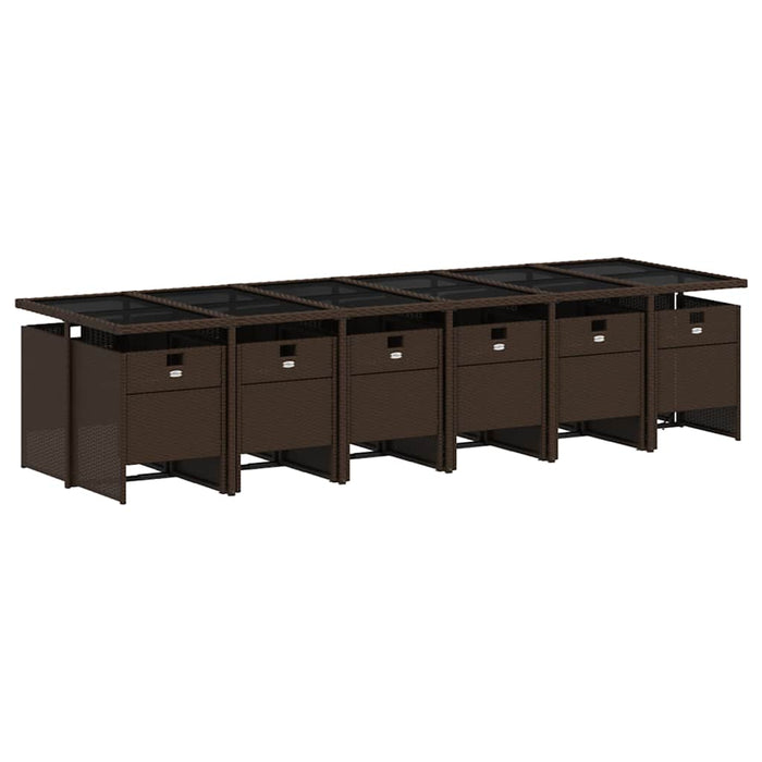 Set mobilier de grădină, 13 piese, maro, cu perne, poliratan - WALTI WALTI