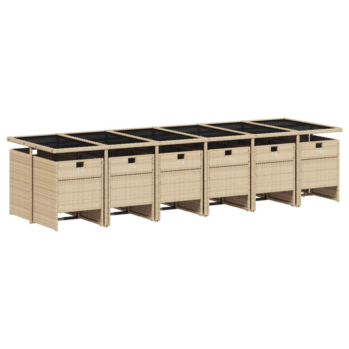 Set mobilier de grădină cu perne, 13 piese, bej, poliratan WALTI