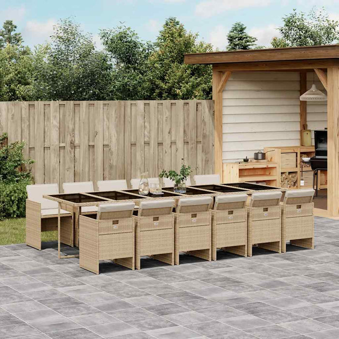 Set mobilier de grădină cu perne, 13 piese, bej, poliratan WALTI