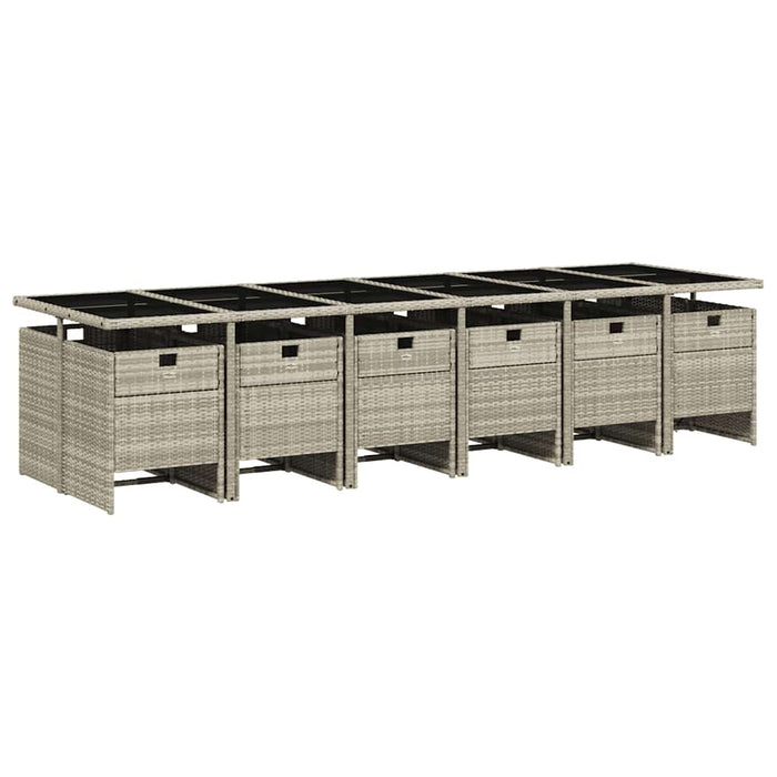 Set mobilier de grădină cu perne 13 piese gri deschis poliratan - WALTI WALTI