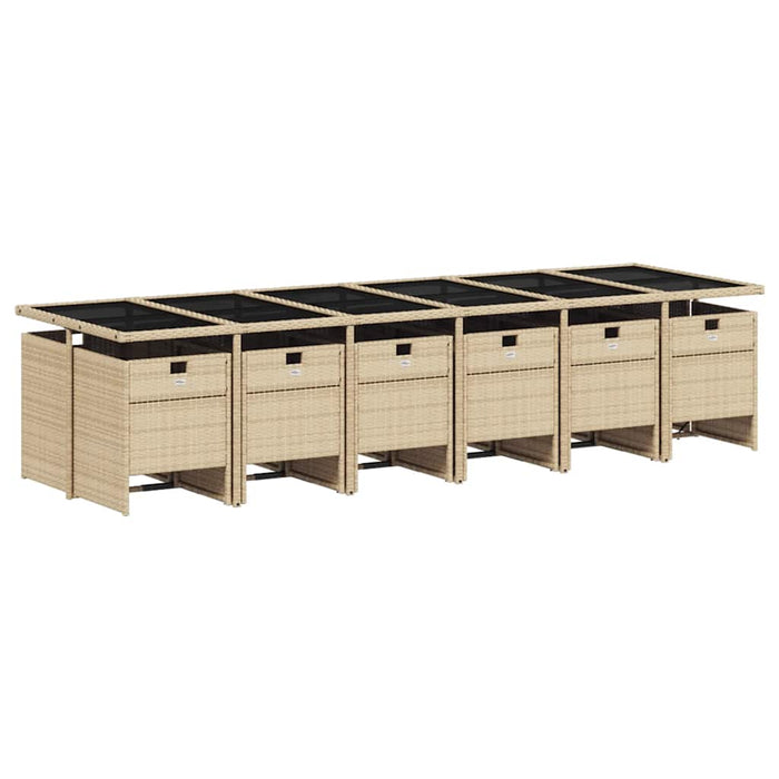 Set mobilier grădină cu perne, 13 piese, bej combinat poliratan - WALTI WALTI