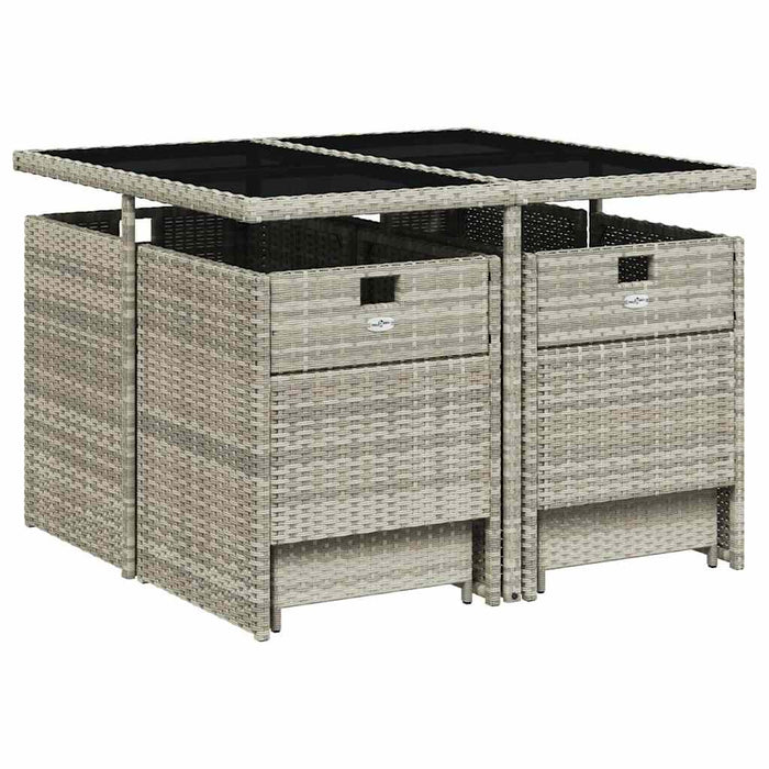 Set mobilier grădină cu perne, 9 piese, gri deschis, poliratan - WALTI WALTI