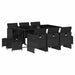 Set mobilier de exterior cu perne, 11 piese, negru, poliratan - WALTI WALTI