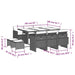 Set mobilier de exterior cu perne, 11 piese, negru, poliratan - WALTI WALTI
