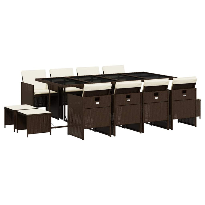 Set mobilier de grădină, 13 piese, maro, cu perne, poliratan - WALTI WALTI