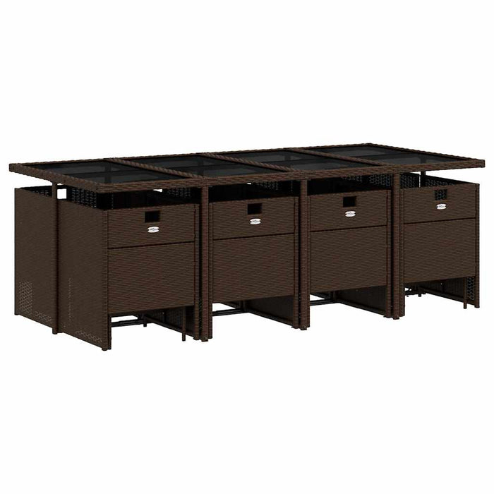 Set mobilier de grădină, 13 piese, maro, cu perne, poliratan - WALTI WALTI