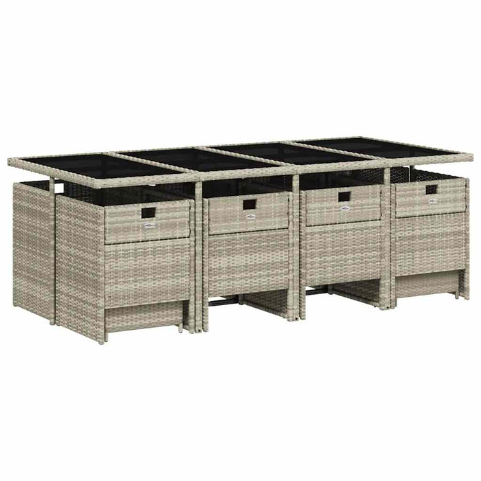 Set mobilier de grădină cu perne 13 piese gri deschis poliratan - WALTI WALTI
