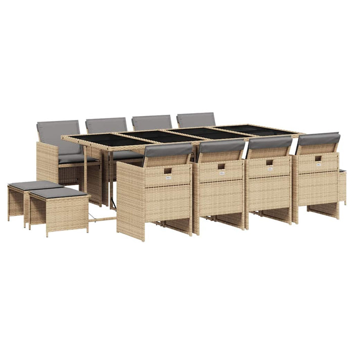 Set mobilier grădină cu perne, 13 piese, bej combinat poliratan - WALTI WALTI