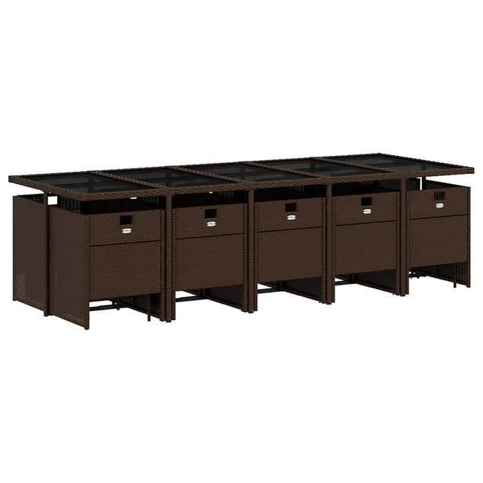Set mobilier de grădină cu perne, 15 piese, maro, poliratan - WALTI WALTI