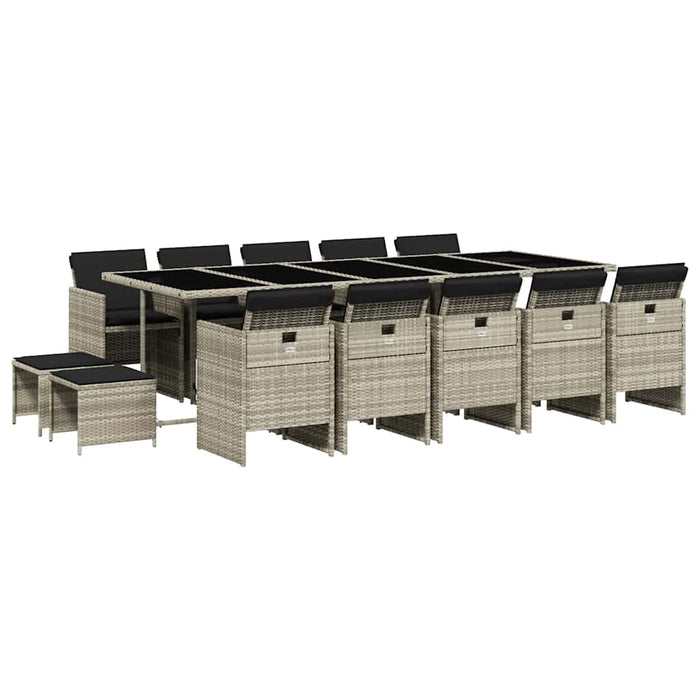 Set mobilier de grădină cu perne 15 piese gri deschis poliratan - WALTI WALTI
